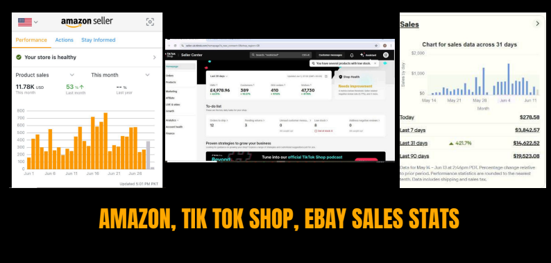 AMAZON, TIK TOK SHOP, EBAY SALES